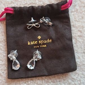 2 pairs Kate Spade earrings, bows & teardrop style